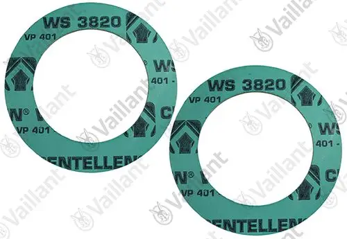 Dichtungsringe in grünem Kunststoff, markiert mit "WS 3820" und "VP 401", von der Marke Vaillant, zur Verwendung in Heizungs- oder Sanitäranwendungen.